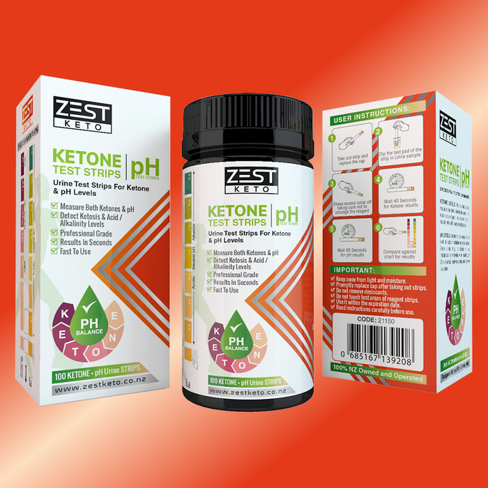 Keto + pH Strips | 100 Premium Ketone & pH Urinalysis Test Strips